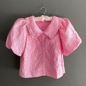 & Other Stories Textured Ruffle Collar Puff Top